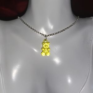 yellow Teddy Bear charm necklace